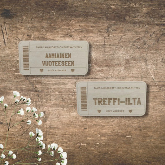 Love Voucher puinen personoitava lahjakortti 